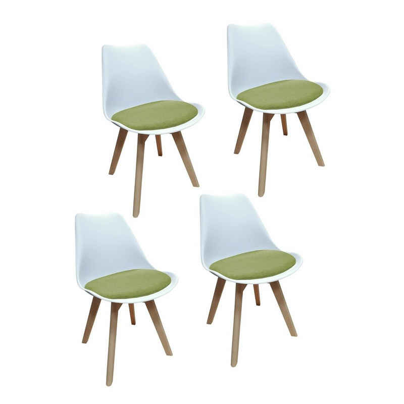 HTI-Living Esszimmerstuhl Esszimmerstuhl 4er Set Atlanta Weiß/Grün (Set, 4 St), Kunststoffschale mit Sitzfläche aus Polyester