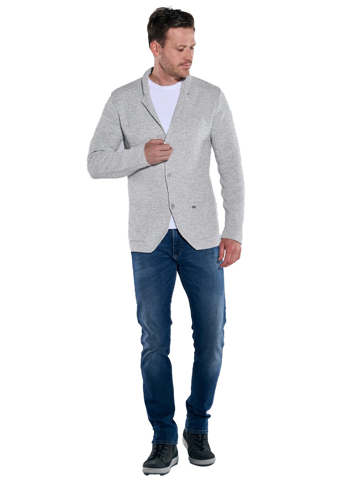 Engbers Stricksakko Herren Stricksakko strukturiert, Silbergrau