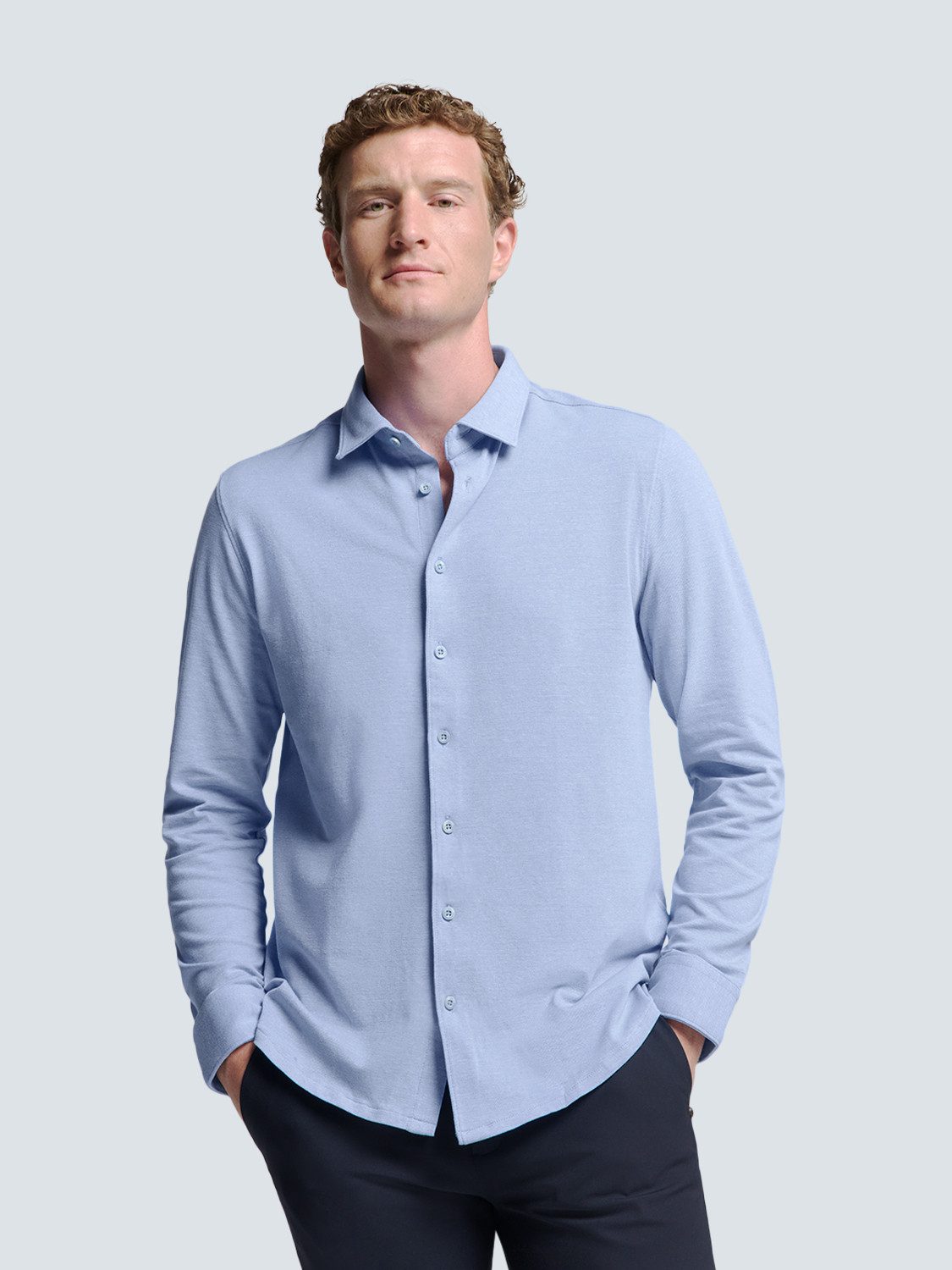 NO EXCESS Langarmhemd No Excess Piqué-Hemd günstig online kaufen