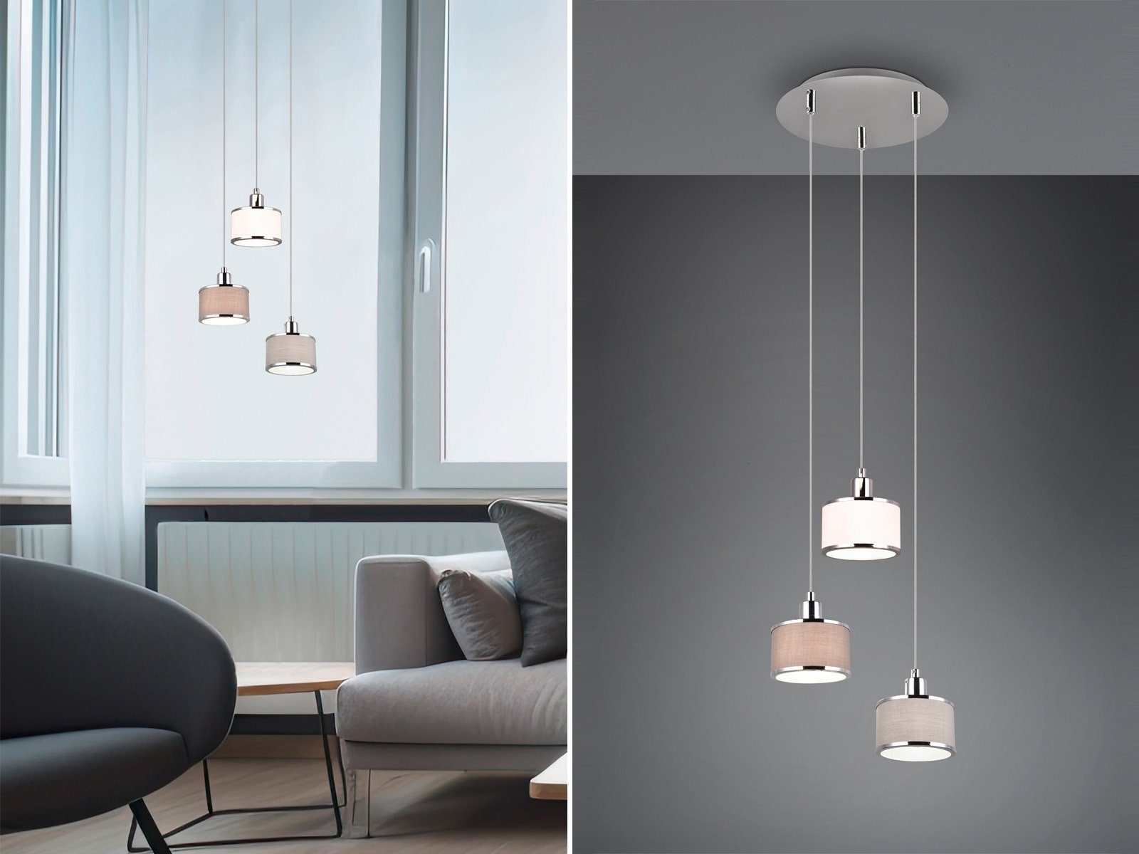 TRIO Leuchten LED Pendelleuchte, Dimmfunktion, LED wechselbar, warmweiß, Cl günstig online kaufen