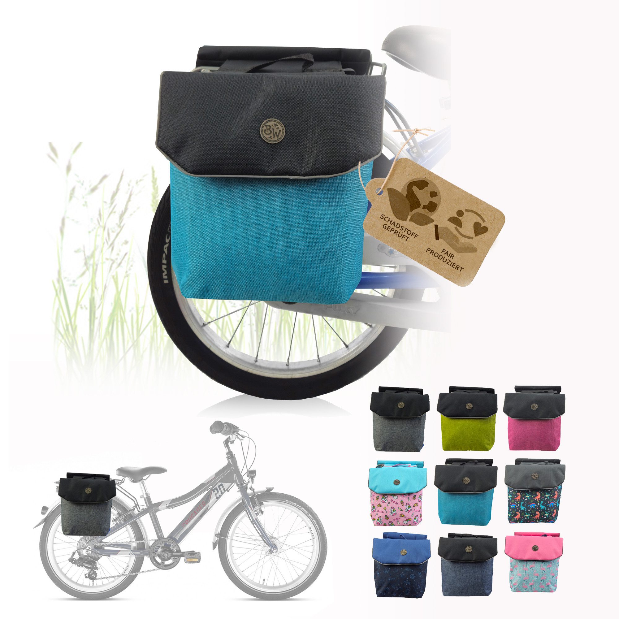BambiniWelt by Rafael K. Fahrrad-Gepäckträger Gepäckträgertasche Fahrradtasche für Kinder z.B. für Puky Räder (M2)