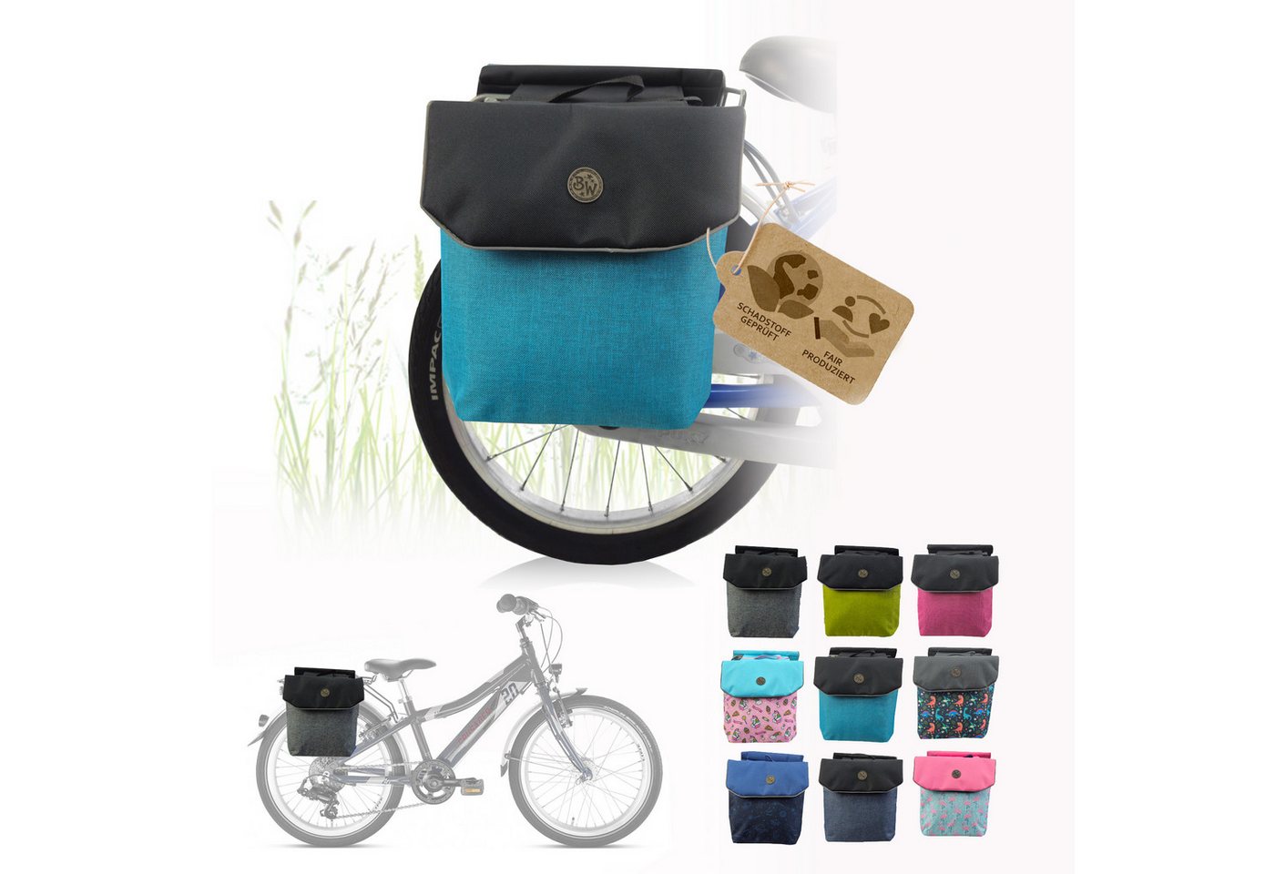 BambiniWelt by Rafael K. Fahrrad-Gepäckträger Gepäckträgertasche Fahrradtasche für Kinder z.B. für Puky Räder (M2)