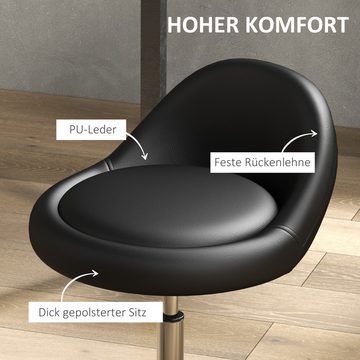 HOMCOM Rollsitz Rollhocker Höhenverstellbarer Arbeitshocker 63-83 cm Drehhocker (Salonstuhl, 1 St., Bürohocker), Salon Hocker Kunstleder Schwarz