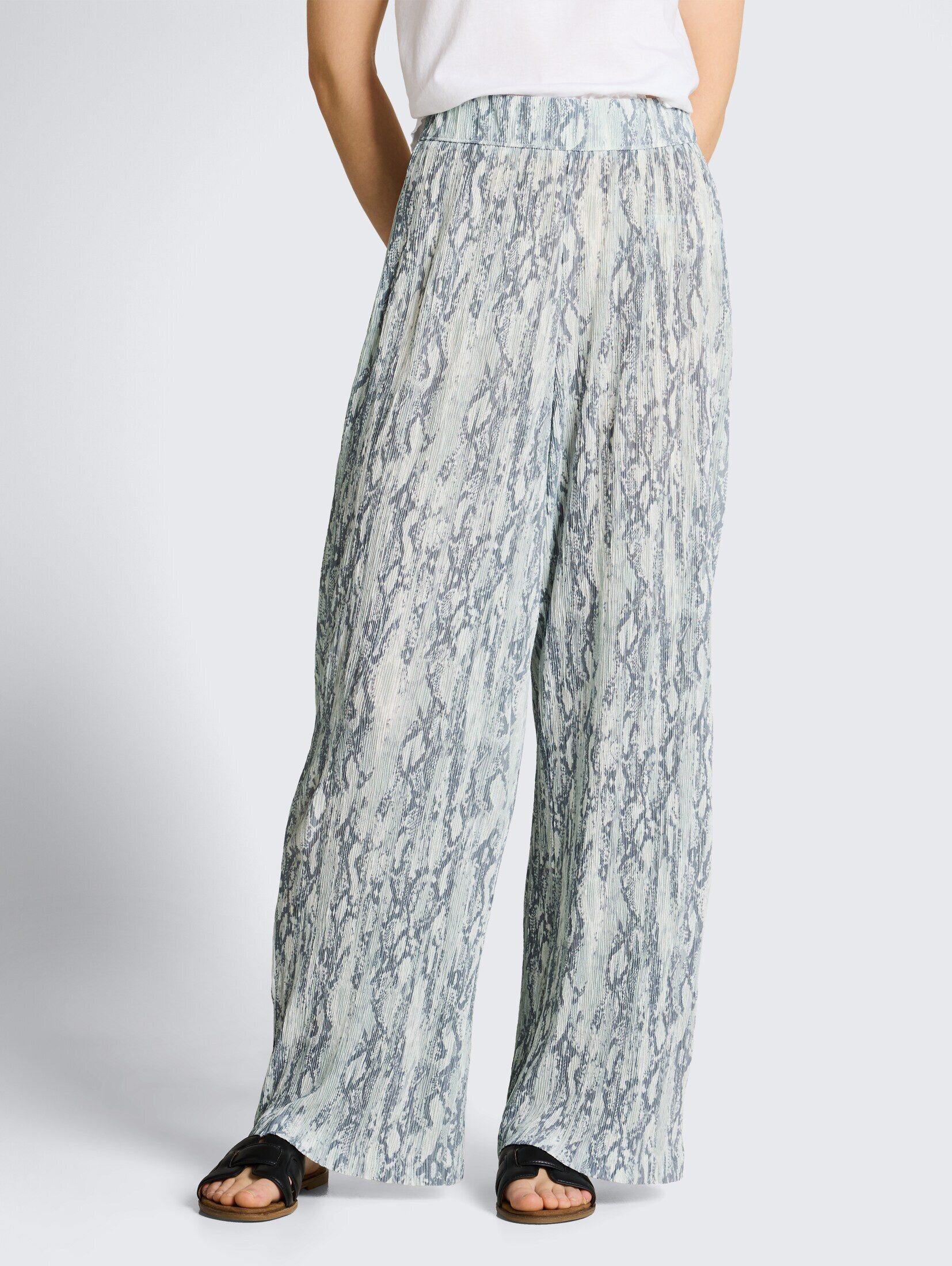 TOM TAILOR Denim Stoffhose Hosen & Chino Crinkle Wide Leg Hose mit Schlange günstig online kaufen