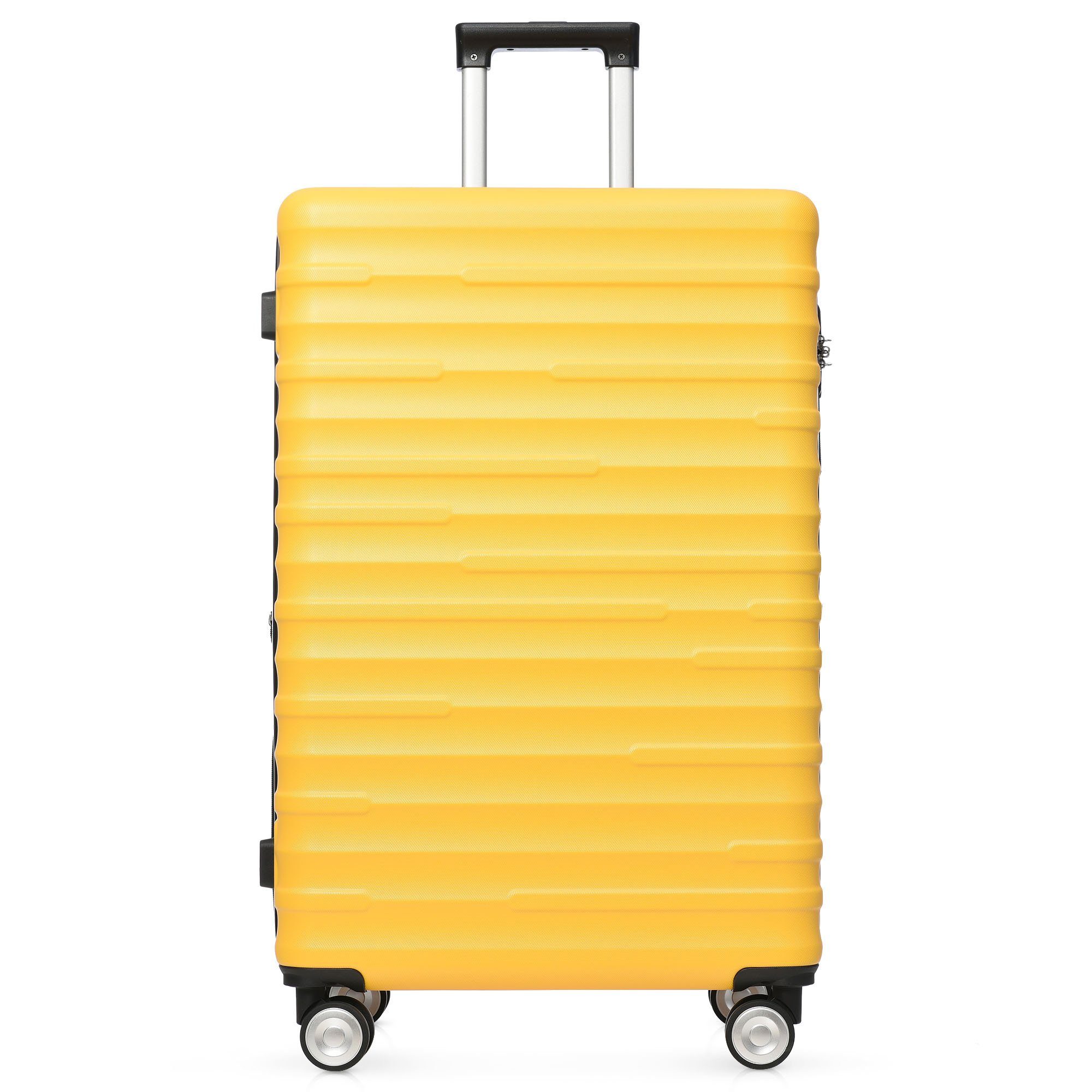 Merax Hartschalen-Trolley aus ABS mit TSA-Zahlenschloss und 4 Doppelrollen, Reisekoffer, Check-in Gepäck, Hartschalenkoffer, M Gelb