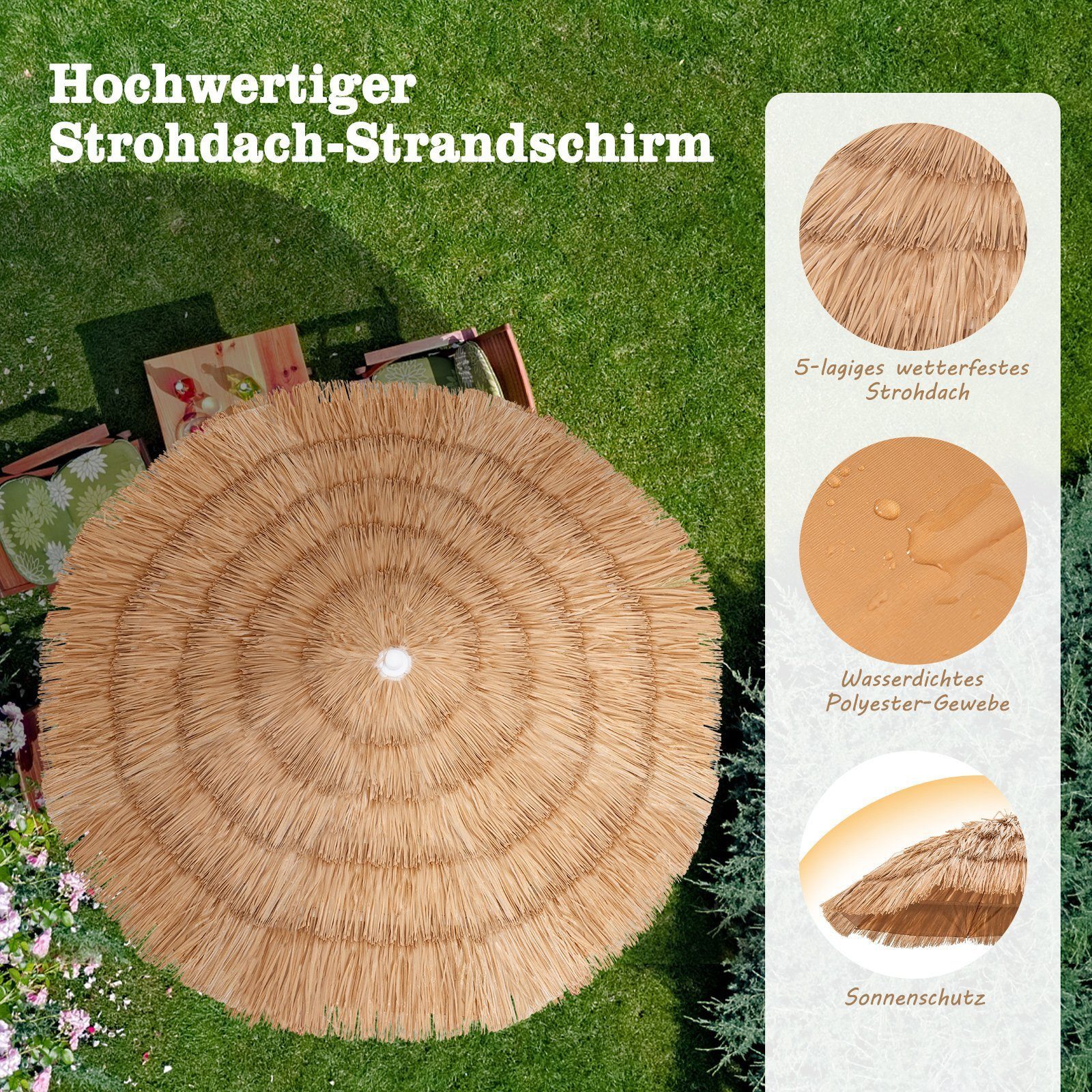 COSTWAY Sonnenschirm Hawaii um 40° kippbar, günstig online kaufen