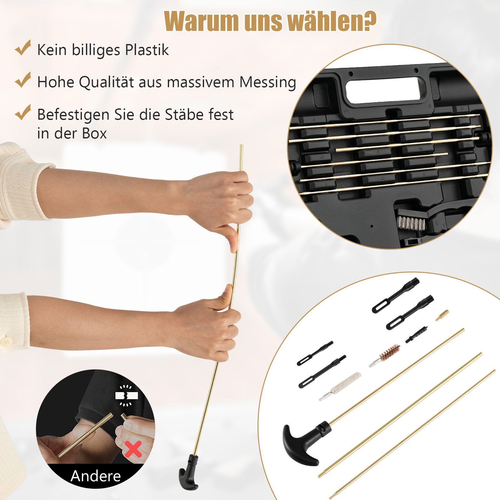 COSTWAY Reinigungsbürsten-Set, (107-tlg), mit Tragekoffer, 39 x 27 x 5 cm