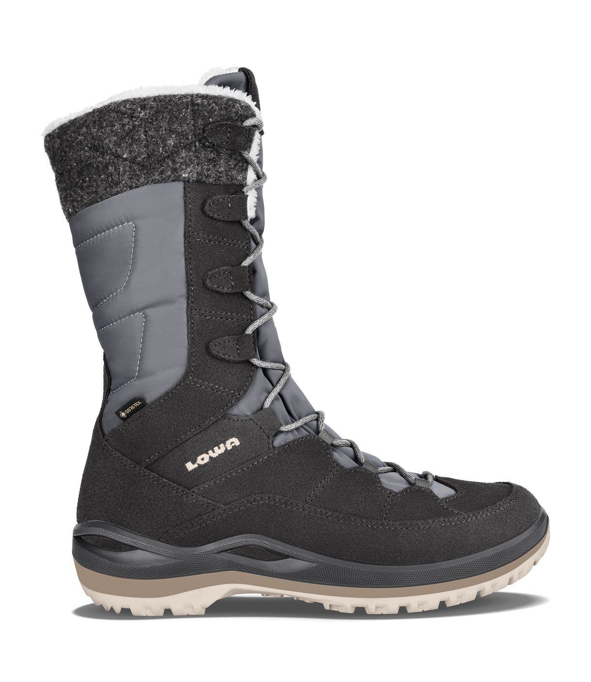 Lowa Alba III GTX (Veloursleder, wasserdicht) anthrazitgrau/champagn Damen Winterstiefel