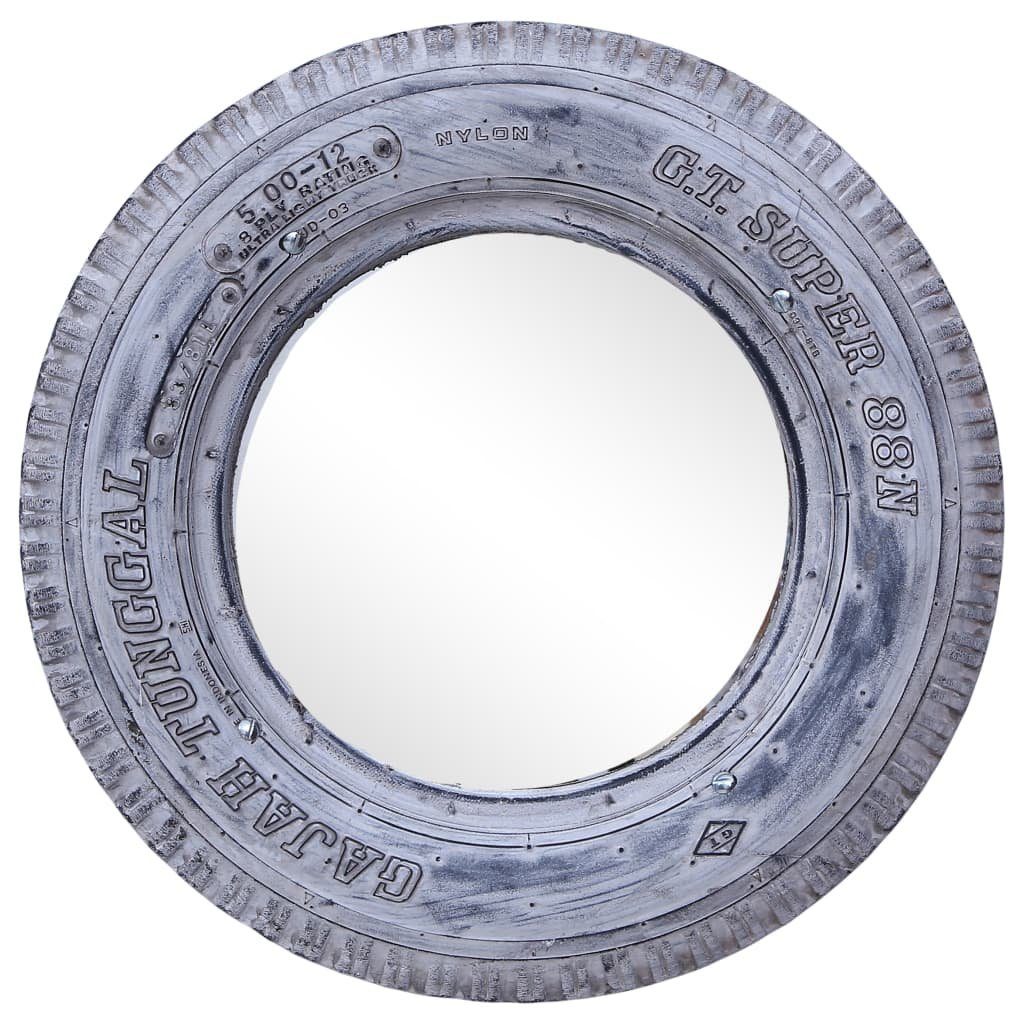 Regenerierter furnicato 50 Wandspiegel cm Gummireifen Spiegel Weiß
