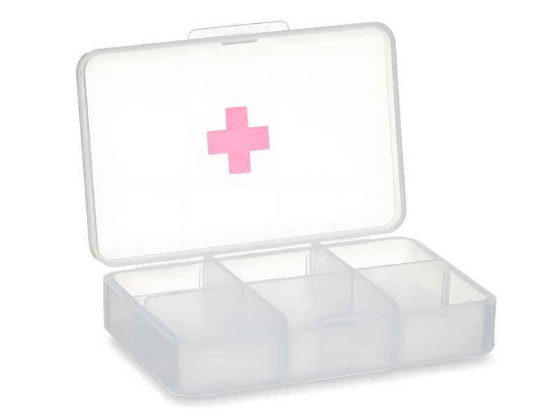 Berilo Pillendose PILLENBOX mit 6 Fächer aus Kunststoff Pillendose Tablettenbox 21, Tablettendose Medikamentendose Medikamentenbox Pillen Dose