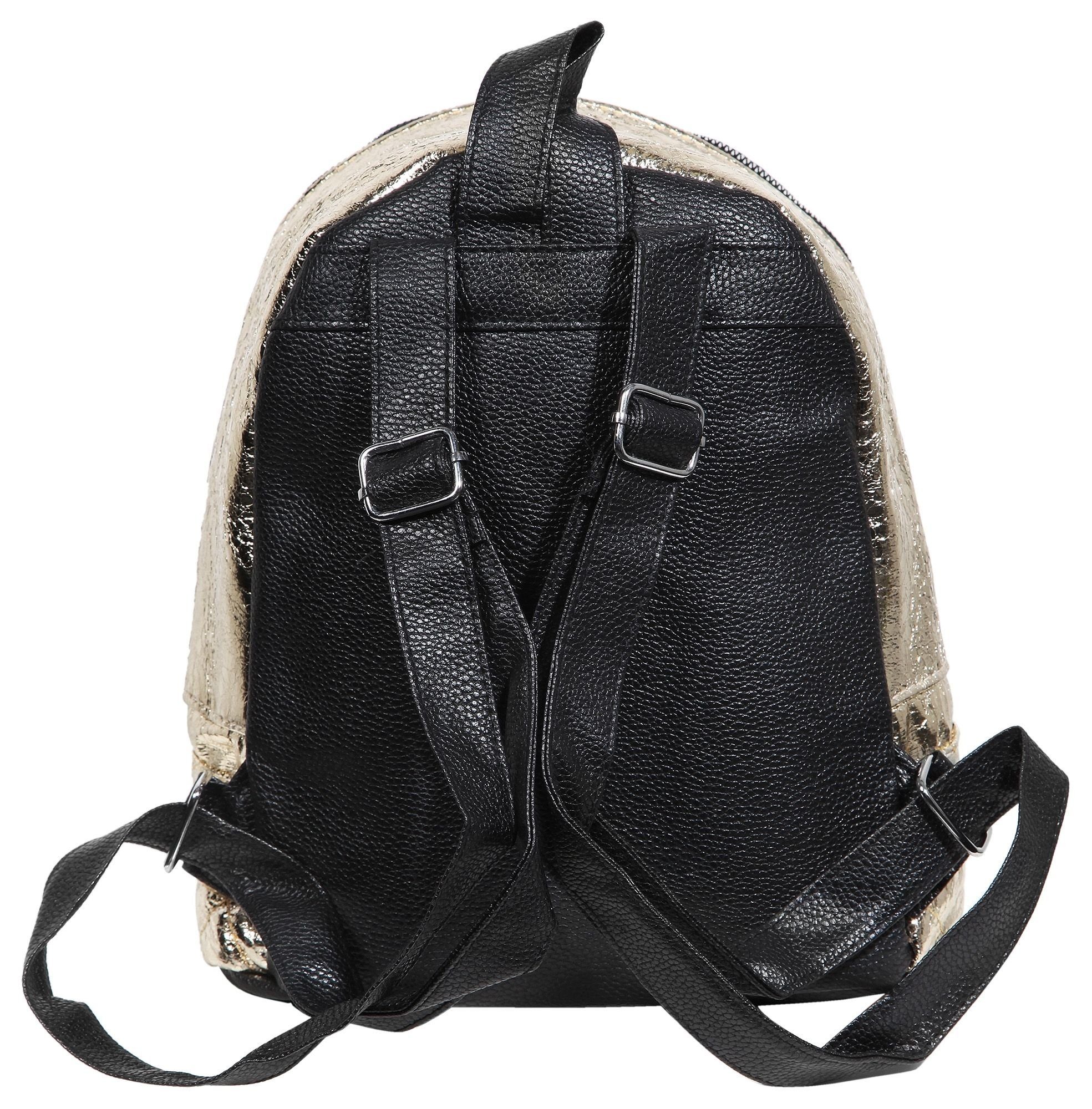 Cham Cham Rucksack Ranya Metallic Tasche Tragetasche aus Lederimitat