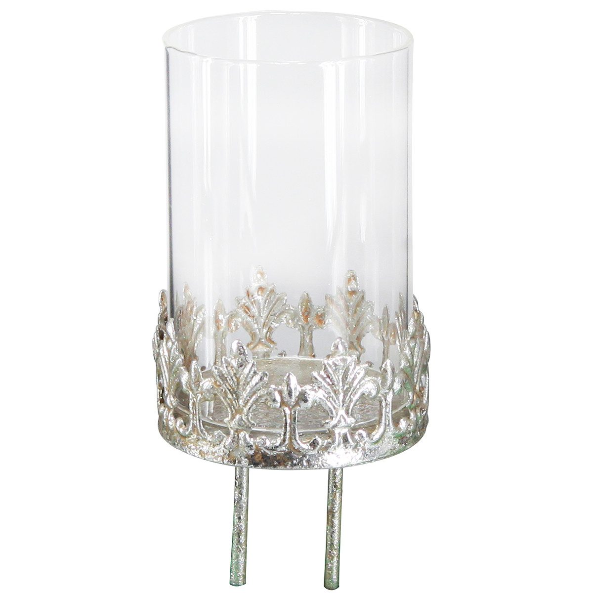 Viana Kerzenhalter Vintage Teelichthalter mit Glas Silber-Stecker Ø5,5cm H8 günstig online kaufen