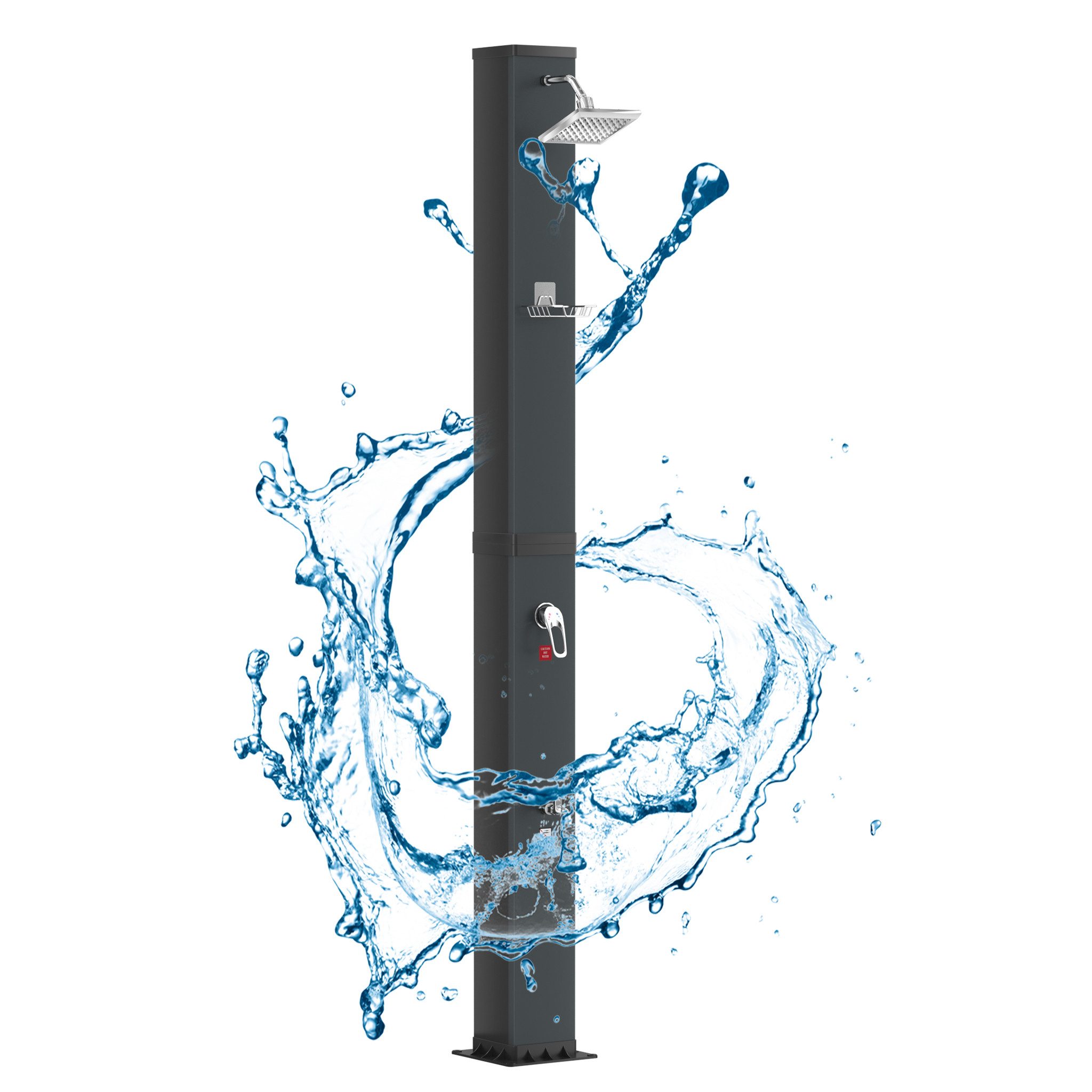 FIVMEN Solardusche 40L Gartendusche mit Regenduschkopf Campingdusche, Pooldusche mit Wasserhahn und Gartenschlauchanschluss