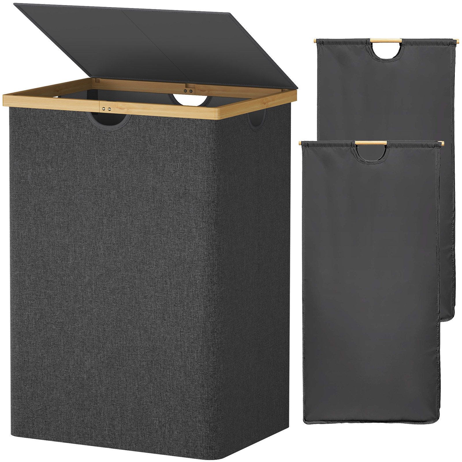 Lifewit Wäschebox Bambus Wäschekorb mit Deckel, günstig online kaufen