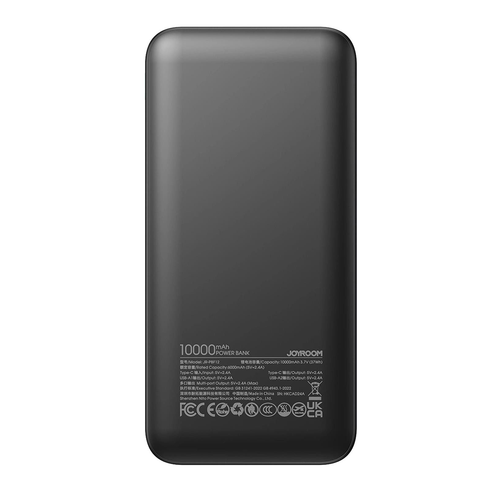 JOYROOM JR-PBF12 - 10000 mAh Powerbank mit 2x USB A, 1x USB-C Ladebuchse 10000 mAh (5 V), PowerBank 3x USB Akku Power Zusatz Batterie Typ C Charger Ladegerät