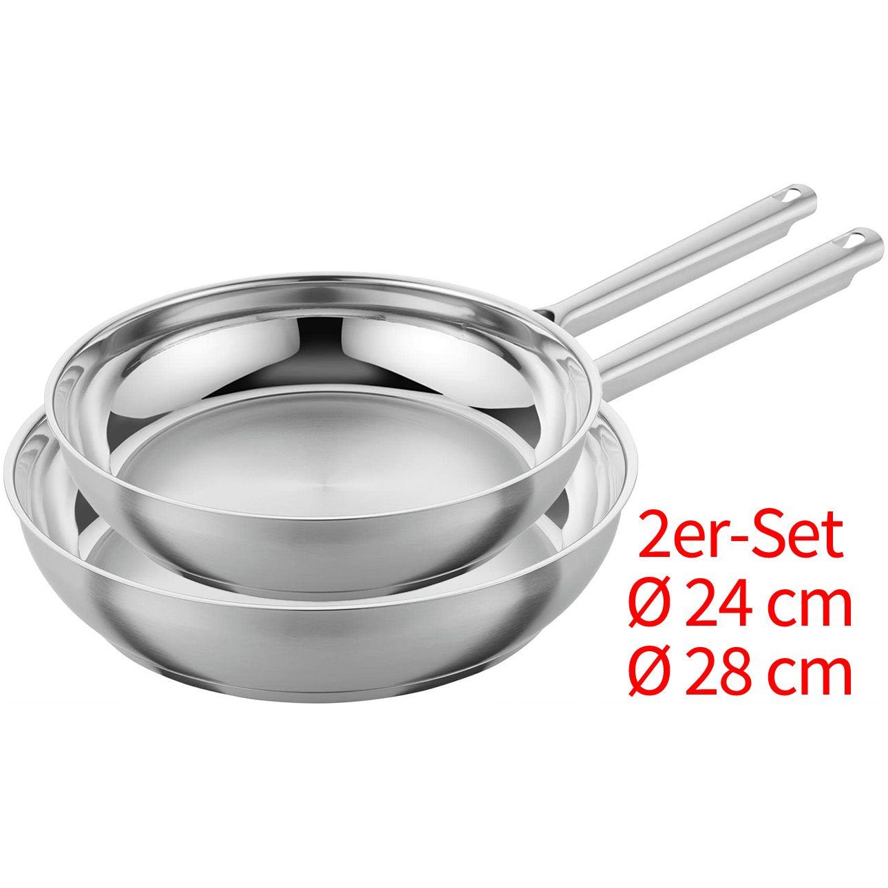 Zwilling Pfannen-Set (Set, / cm), Antihaftbeschichtung, Pfannen Ø 28 Edelstahl 2-tlg., ohne Voll Edelstahl TrueFlow, 24 induktionsgeeignet