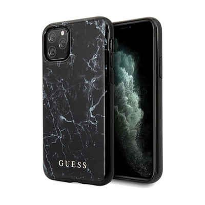 Guess Handyhülle Guess Marble Collection Apple iPhone 12 5.4 Schwarz Marmor Hard Case Cover Schutzhülle Etui