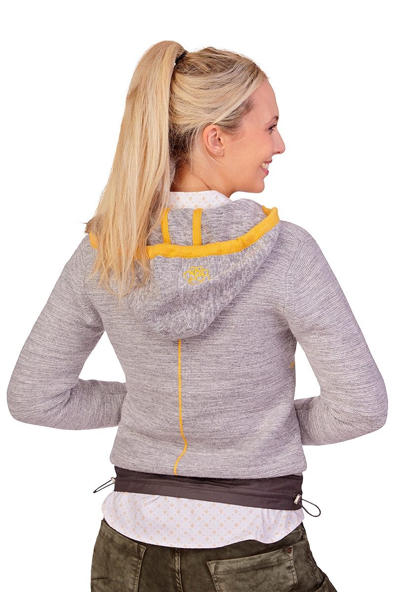 Spieth & Wensky Trachtenstrickjacke Strickjacke Damen - TINETTE - hellgrau/mango, dunkelblau/beere