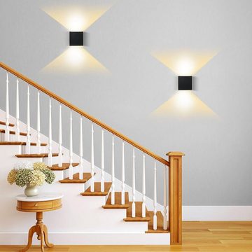 AKKEE Wandleuchte 2 Stück Wandleuchte Innen, 12W Wandlampe Innen, Modern, LED fest integriert, Warmweiß, für Schlafzimmer, Wohnzimmer, Flur, Balkon, Treppen