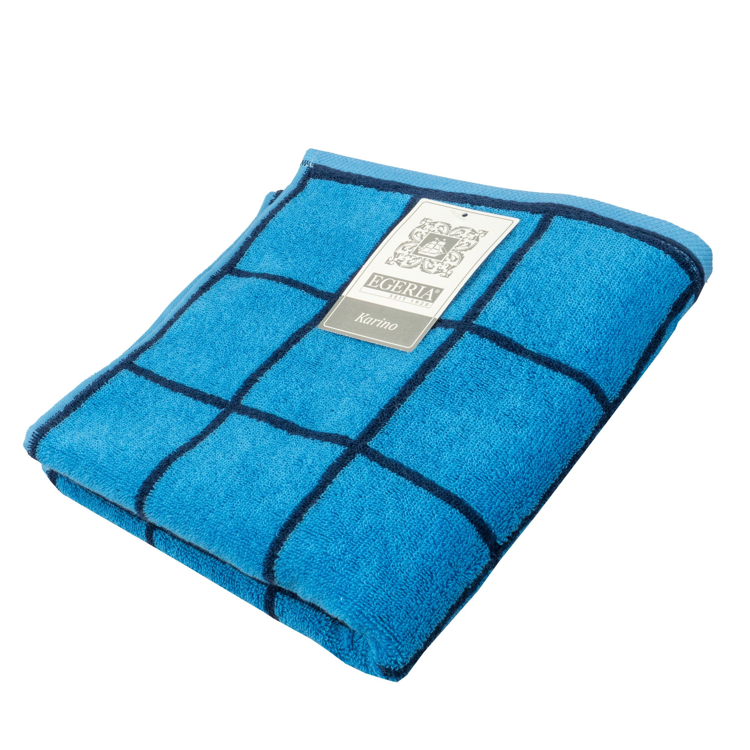 Egeria Handtuch Karino, Frottier (1-St), modern kariert, hellblau, dunkelblau