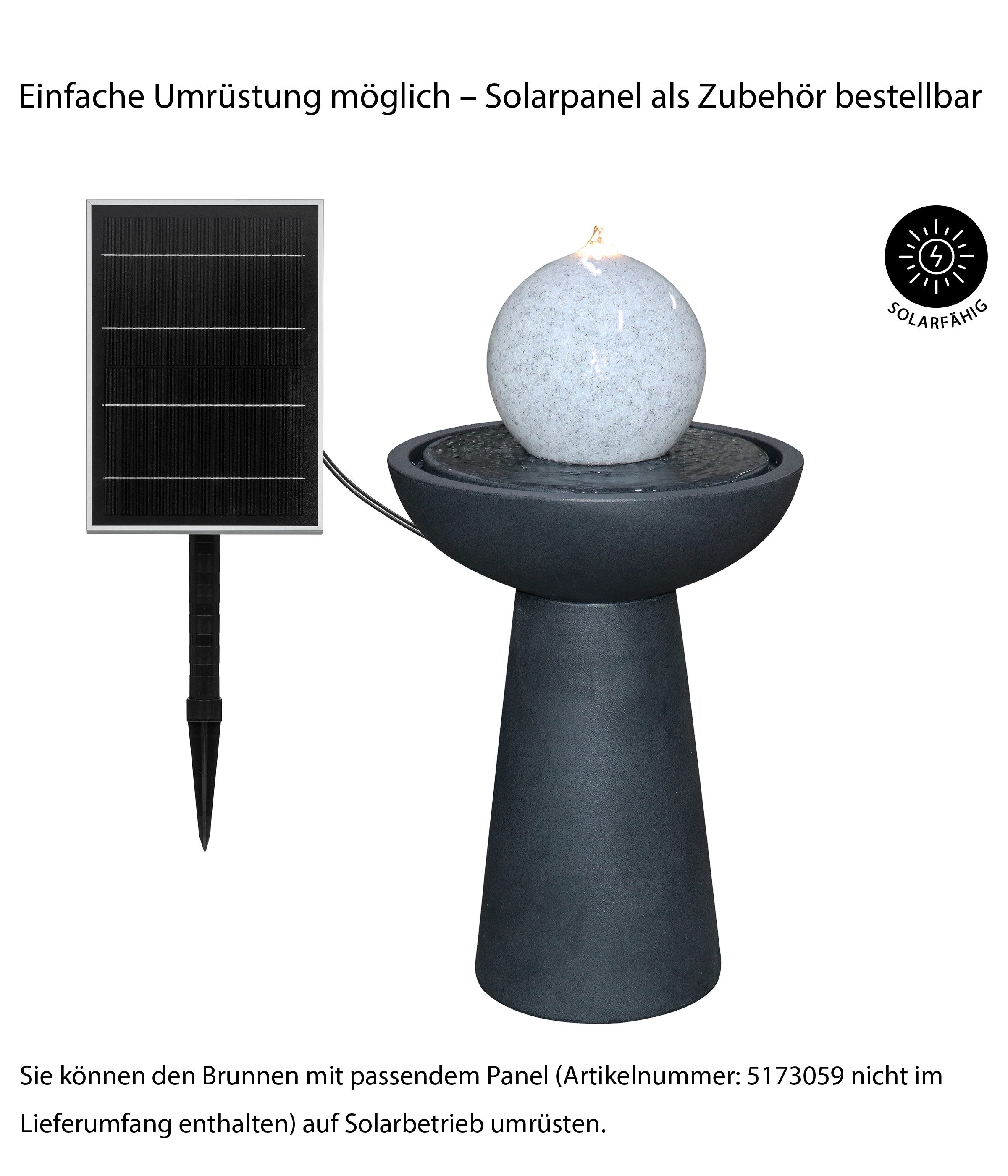 Dehner Gartenbrunnen Aurora, mit LED Beleuchtung, 47 x 88 x 47 cm, Polyethylen, schwarz, 47 cm Breite, frostbeständig, solarfähiges Wasserspiel, inkl. Pumpe / Trafo