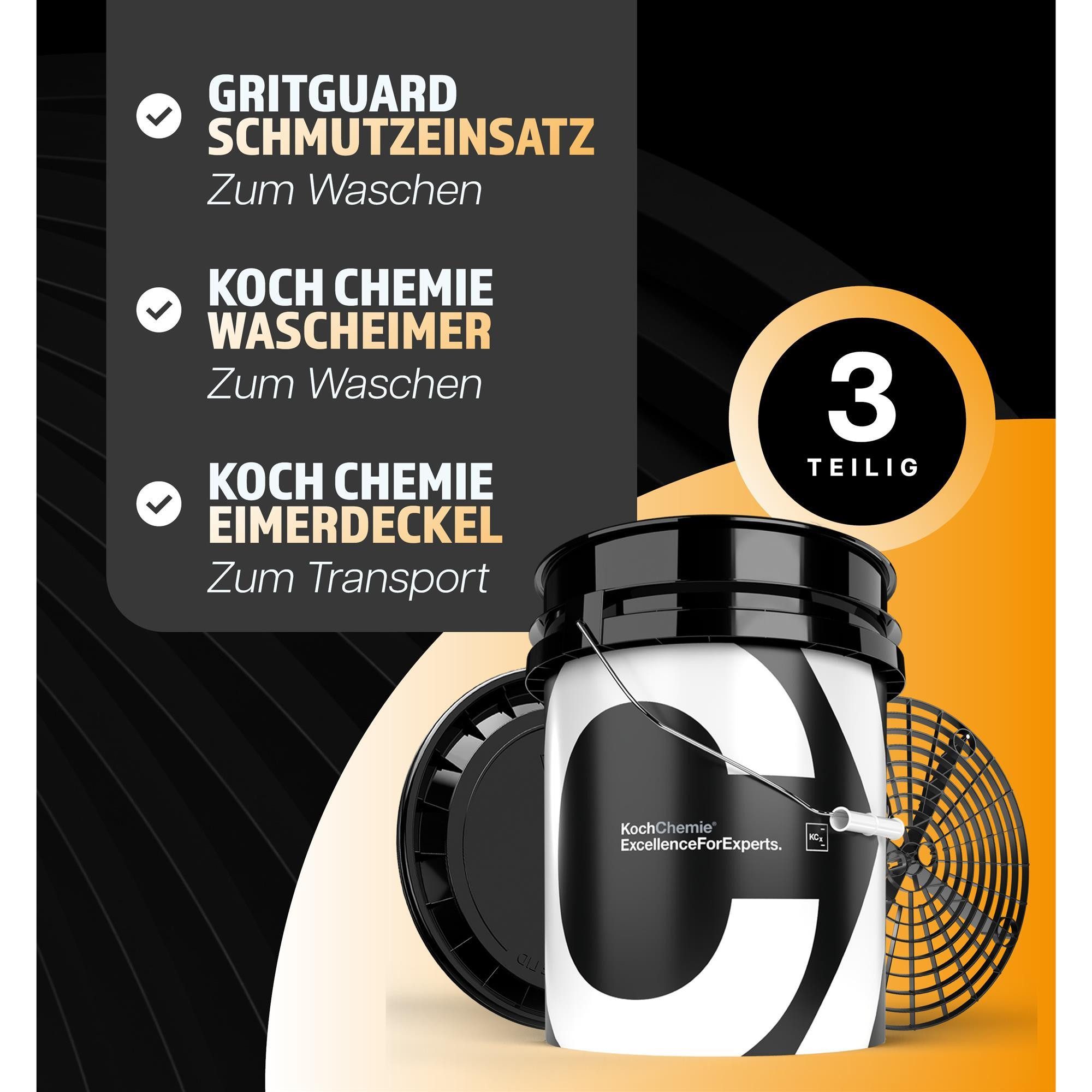 detailmate Reinigungs-Set Koch Chemie Auto Wascheimer Reinigungs-Set, (Set, 3-St., Auto Wasch- und Reinigungsset), Auto Außenreinigungsset mit Schmutzsieb und Deckel