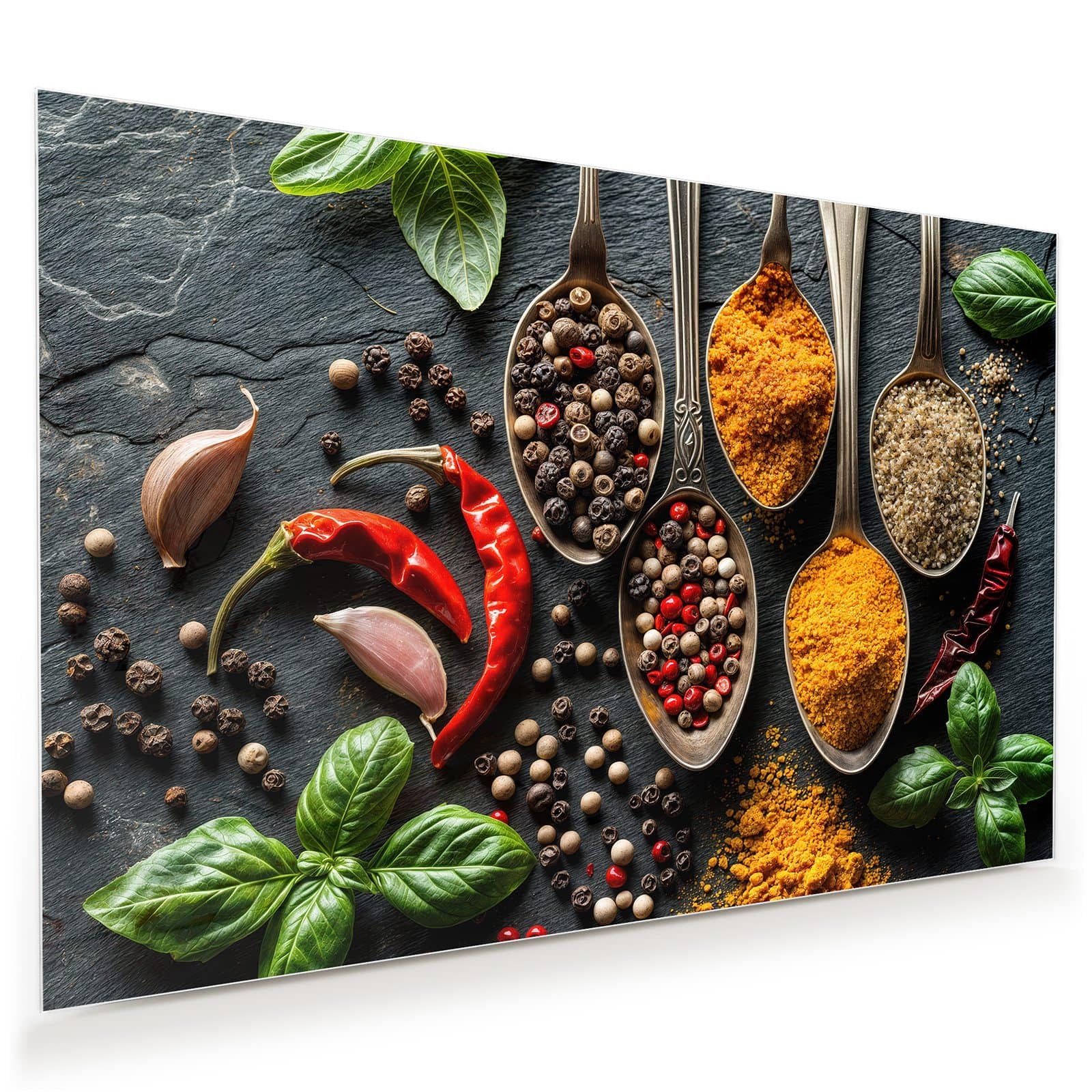 Primedeco Glasbild Wandbild Küchengewürze mit Aufhängung, Gewürze & Früchte günstig online kaufen