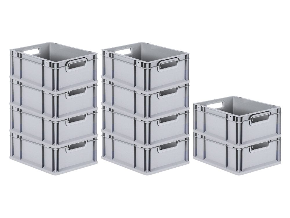 PROREGAL® Stapelbox SparSet Eurobox NextGen Economy/geschlossen, Grau, 3-16 Stück (10 St)