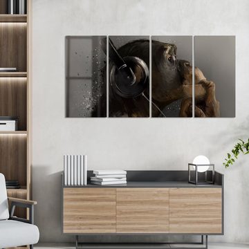 DEQORI Glasbild 'Affe mit Kopfhörern', 'Affe mit Kopfhörern', Glas Wandbild Bild schwebend modern