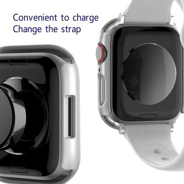 Wigento Smartwatch-Hülle Für Apple Watch 9 8 7 41mm 2 in 1 Schock TPU Silikon Hülle + Hart Glas