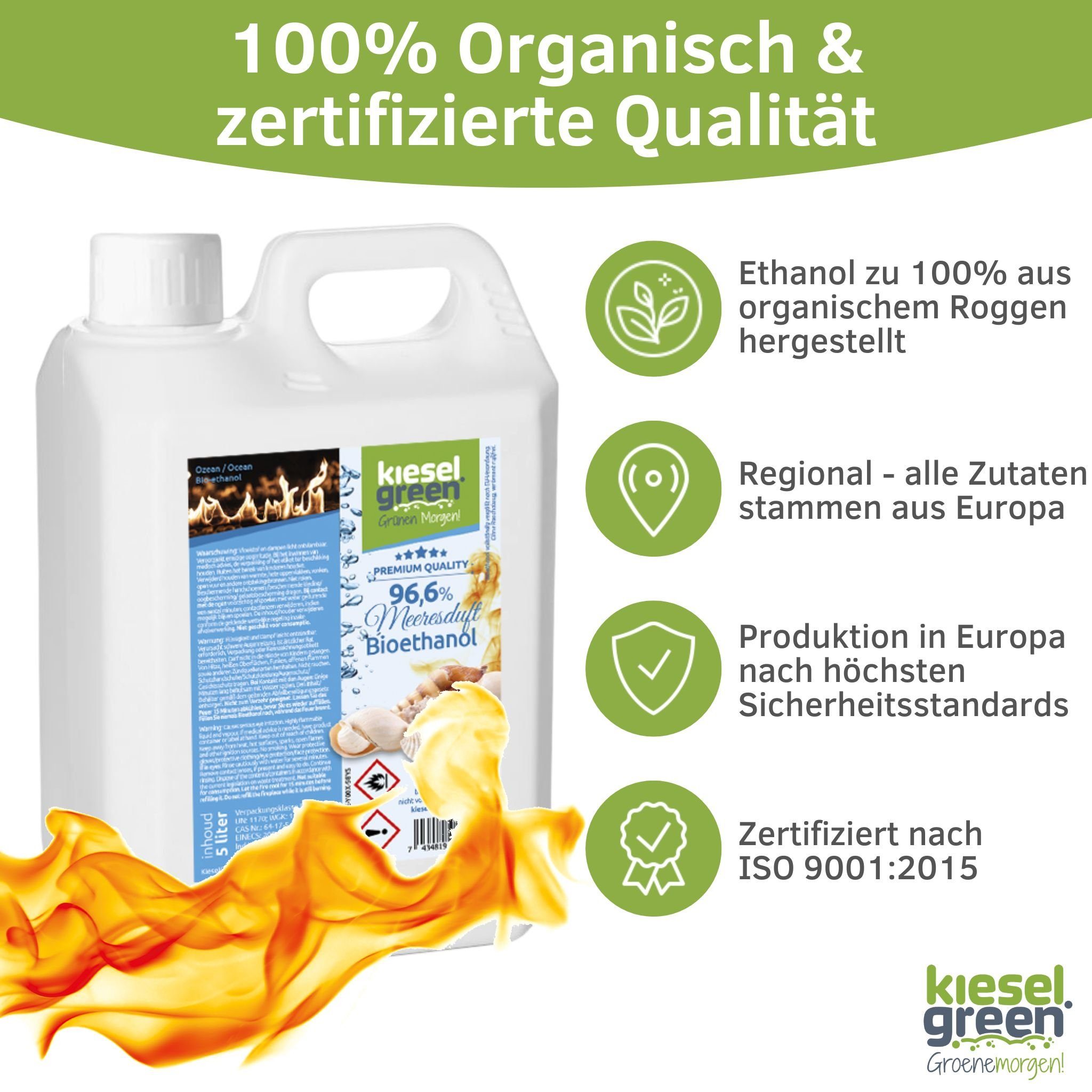 KieselGreen Bioethanol KieselGreen Bioethanol 5/10/25/50 Liter mit Duft für Ethanol-Kamin, 5 l – Bild 3 von 5