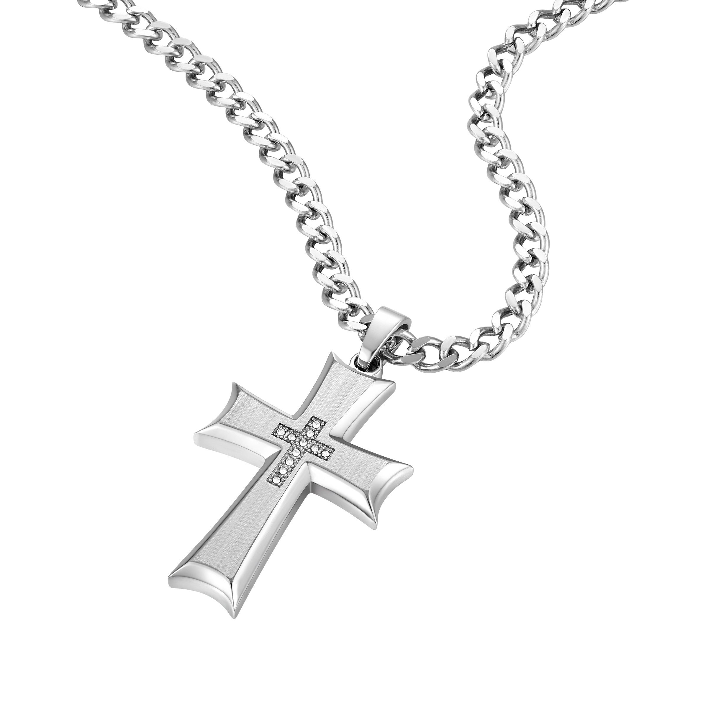 Police Kette mit Anhänger Extreme Rebel Kreuz, mit Zirkonia (synth)
