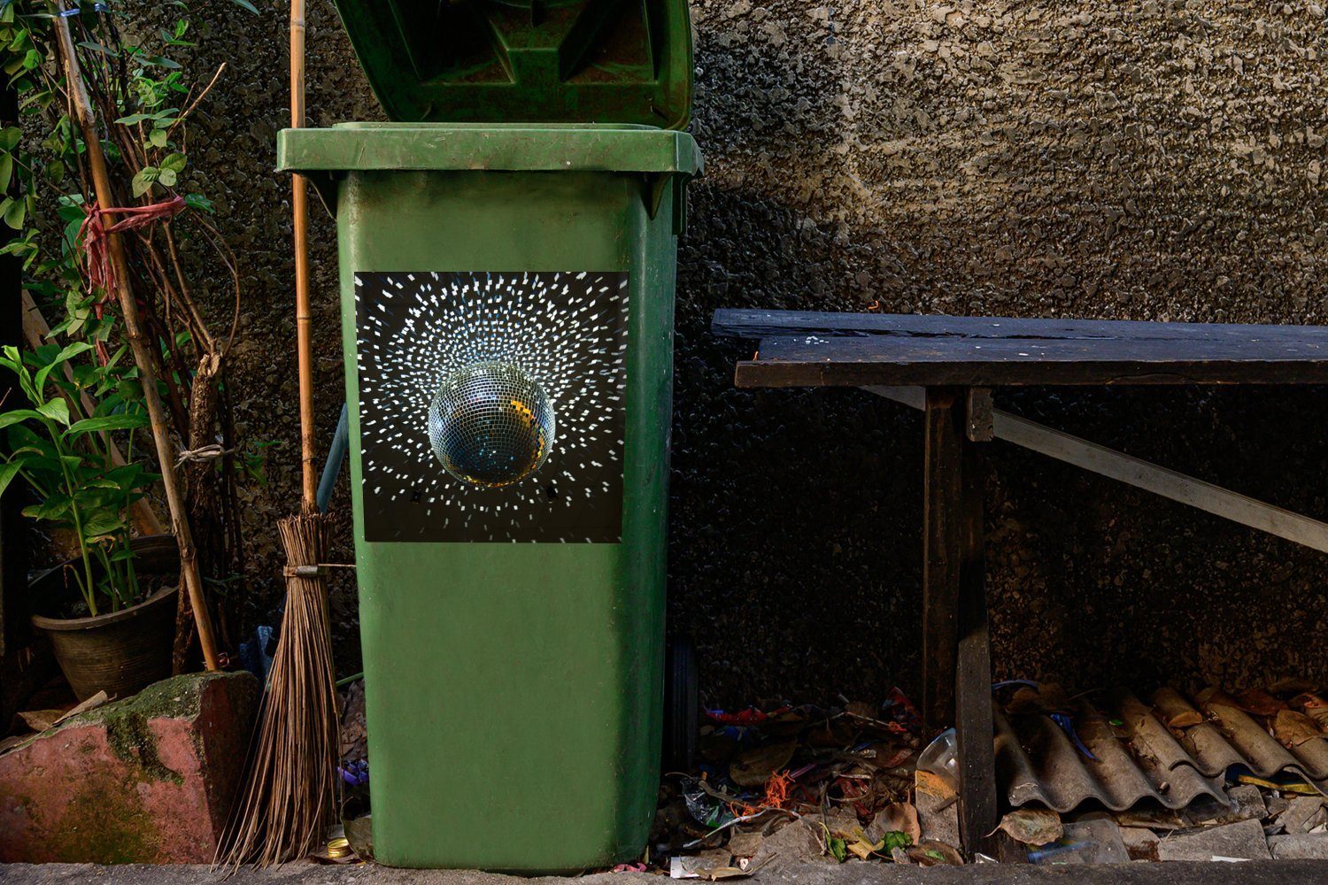 Mülleimer-aufkleber, Eine St), an MuchoWow der Decke Mülltonne, (1 Wandsticker Sticker, Discokugel Container, Abfalbehälter