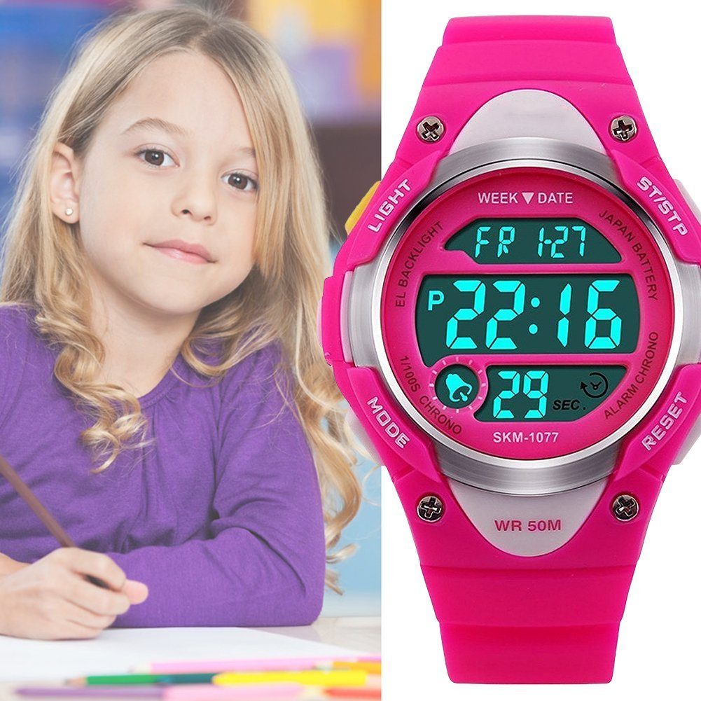 Kinder Accessoires Housruse Multifunktionsuhr Digital Uhren- Kinder Outdoor Sportuhren mit LED, 5 ATM Wasserdicht Sport Elektron