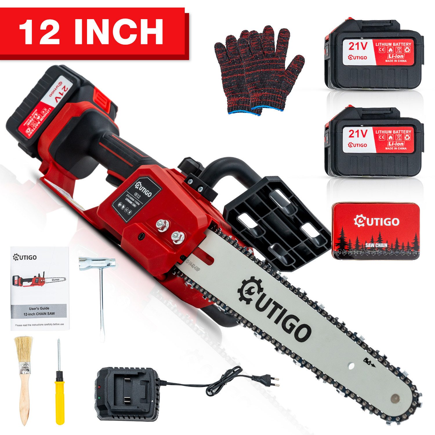 OUTIGO Akku-Kettensäge 12'' Kettensäge, 2*4500 mAH Akkus,1000W Bürstenlose günstig online kaufen