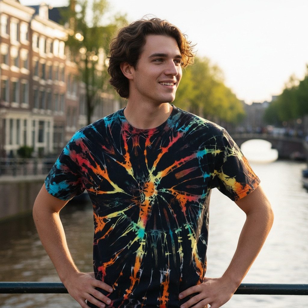 Guru-Shop T-Shirt Batik T-Shirt, Herren Kurzarm Tie Dye Shirt -.. Goa Style günstig online kaufen