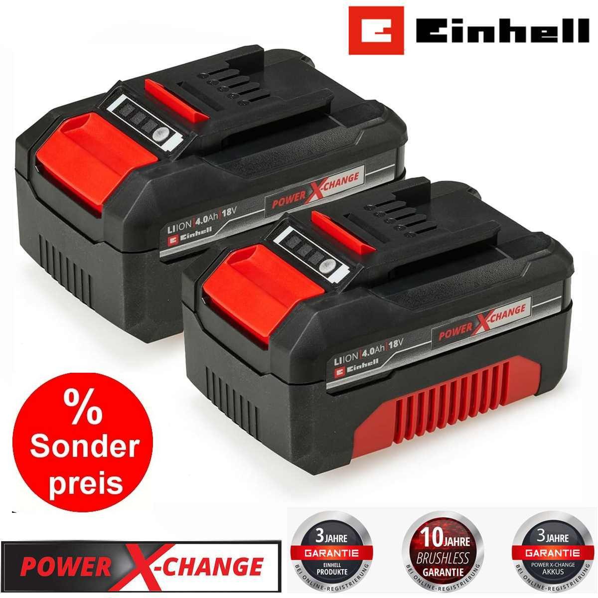 Einhell Akku PXC-Twinpack 4,0 Ah (Li-Ion, 18V, 2x 4,0 Ah 18 V Power X-Change Zusatz-Akku