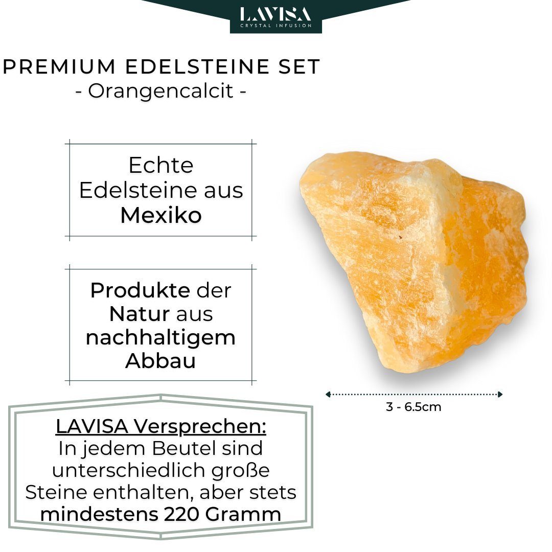Dekosteine, Natursteine Kristalle, Orangen Calcit Edelsteine, Mineralien Edelstein LAVISA echte