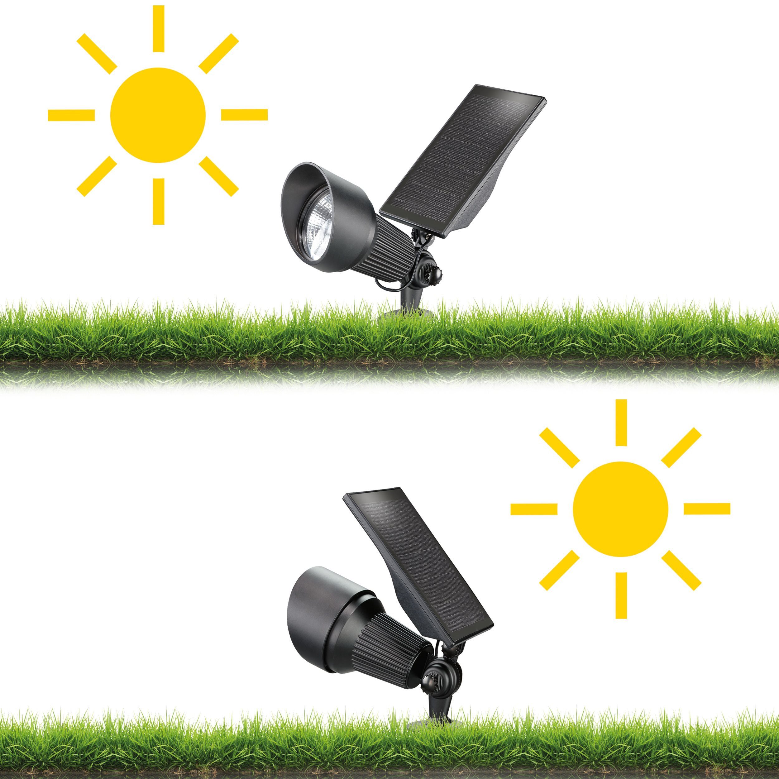 esotec LED Gartenstrahler Solarspot Super Spot DUO COLOR, 6500K 2800K, Alumnium, outdoor 102546, LED fest integriert