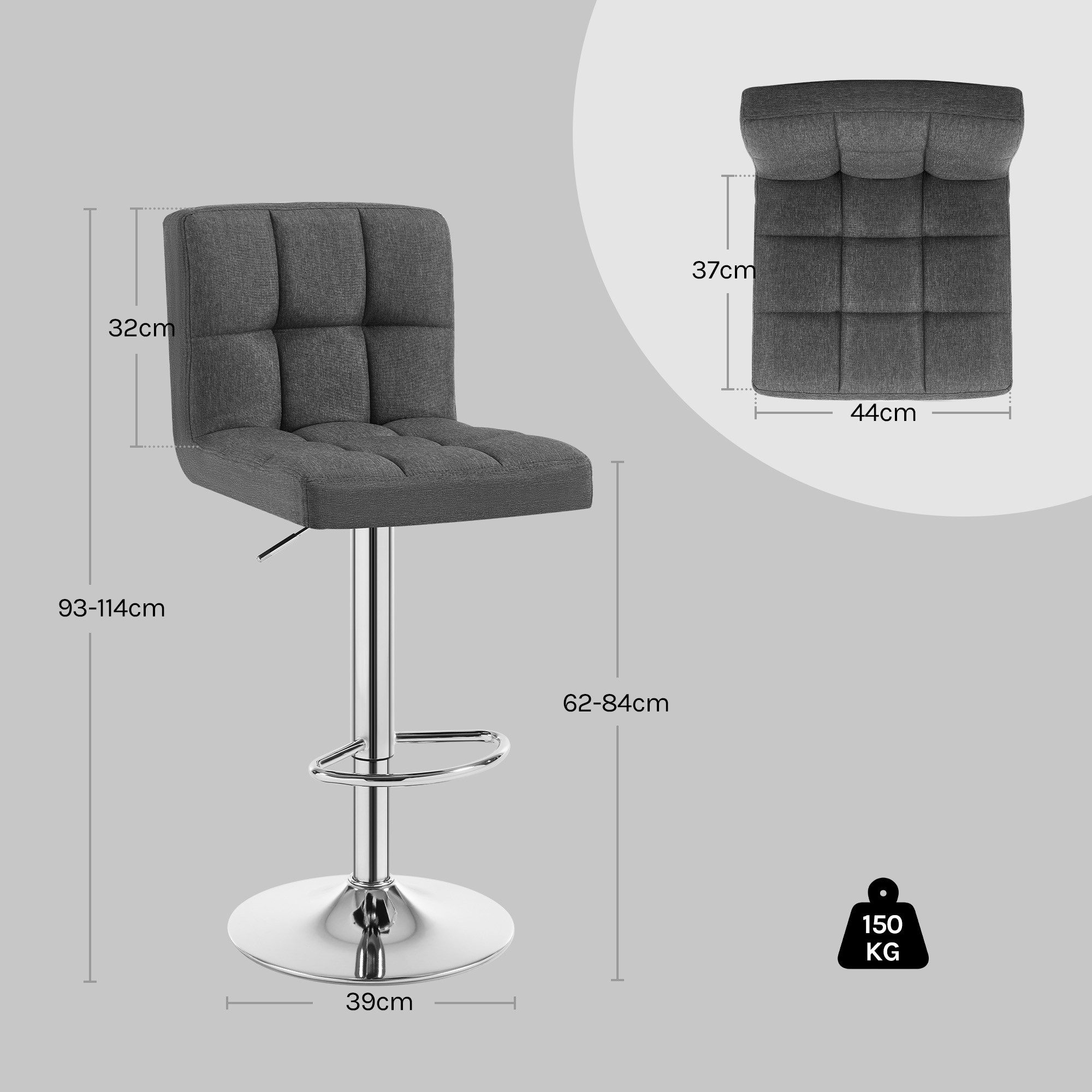 Woltu Barhocker (2 St), Barstühle verstellbar drehbar, gemütliche feines Leinen