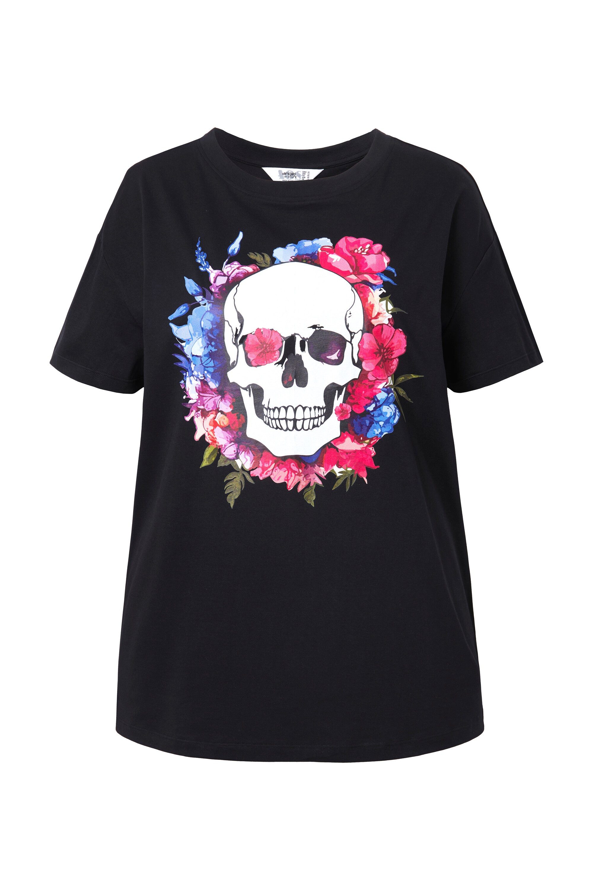 Angel of Style T-Shirt T-Shirt Boxy Fit Blumen-Totenkopf-Motiv günstig online kaufen