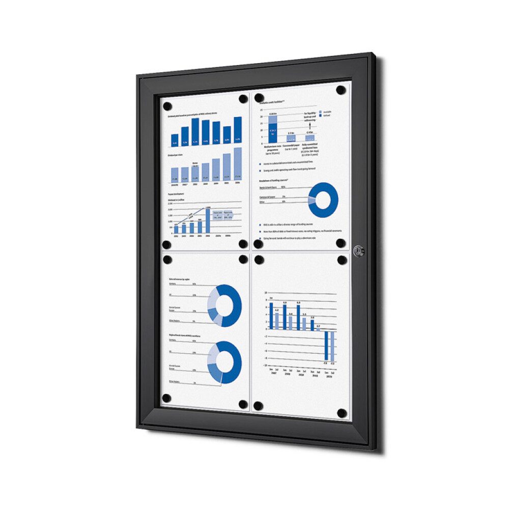 Hängevitrine für Innen und Außen SCS - 4x DIN A4 - Aluminium - Schwarz
