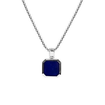 Sprezzi Fashion Kette mit Anhänger Herren Halskette 925 Silber mit blauem Lapis Stein Anhänger, verstellbare Halskette, Lapislazuli Stein, Schmuckset