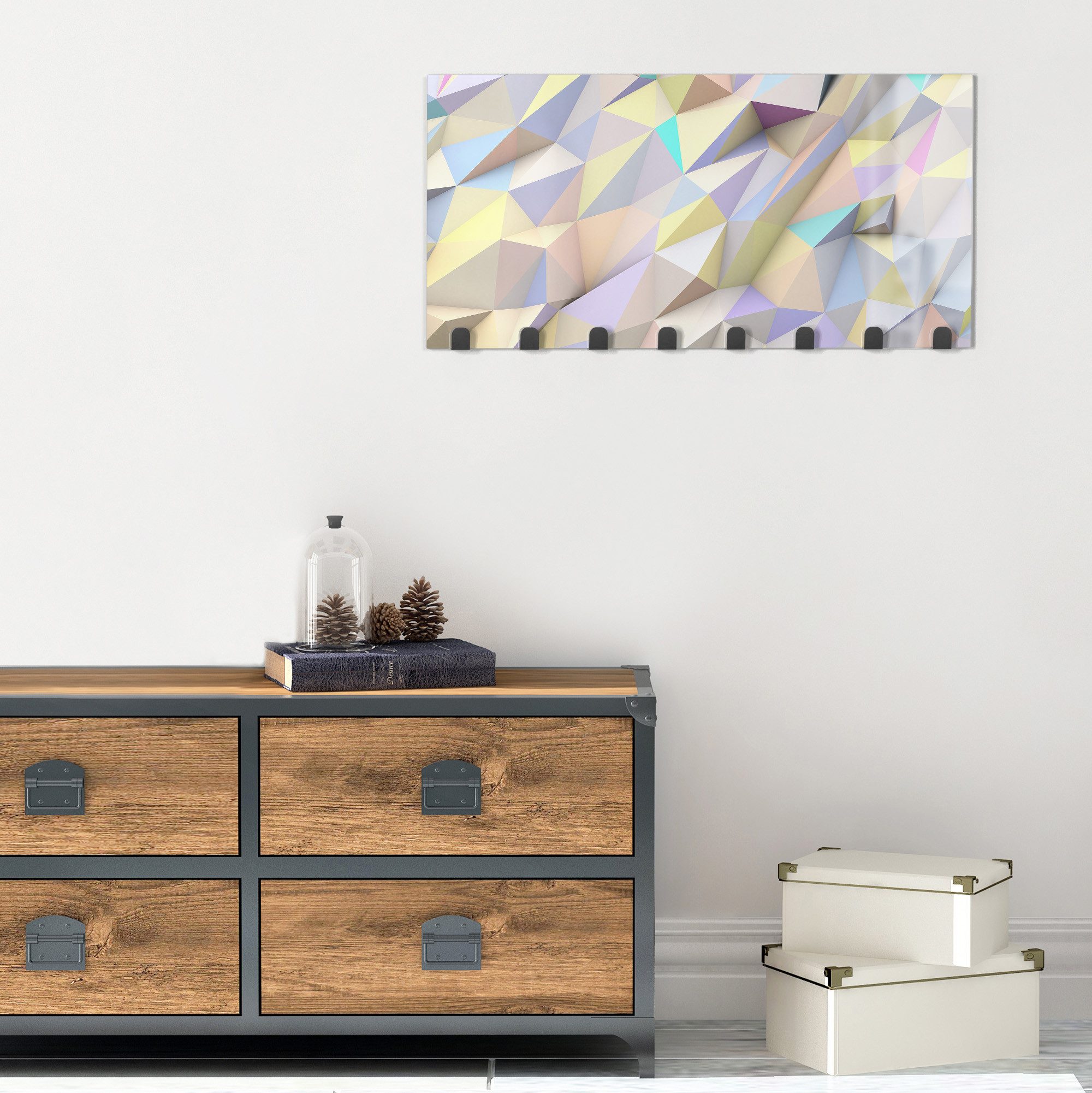 DEQORI Kleiderhaken 'Pastell Geometrie', Glas Garderobe Paneel magnetisch beschreibbar