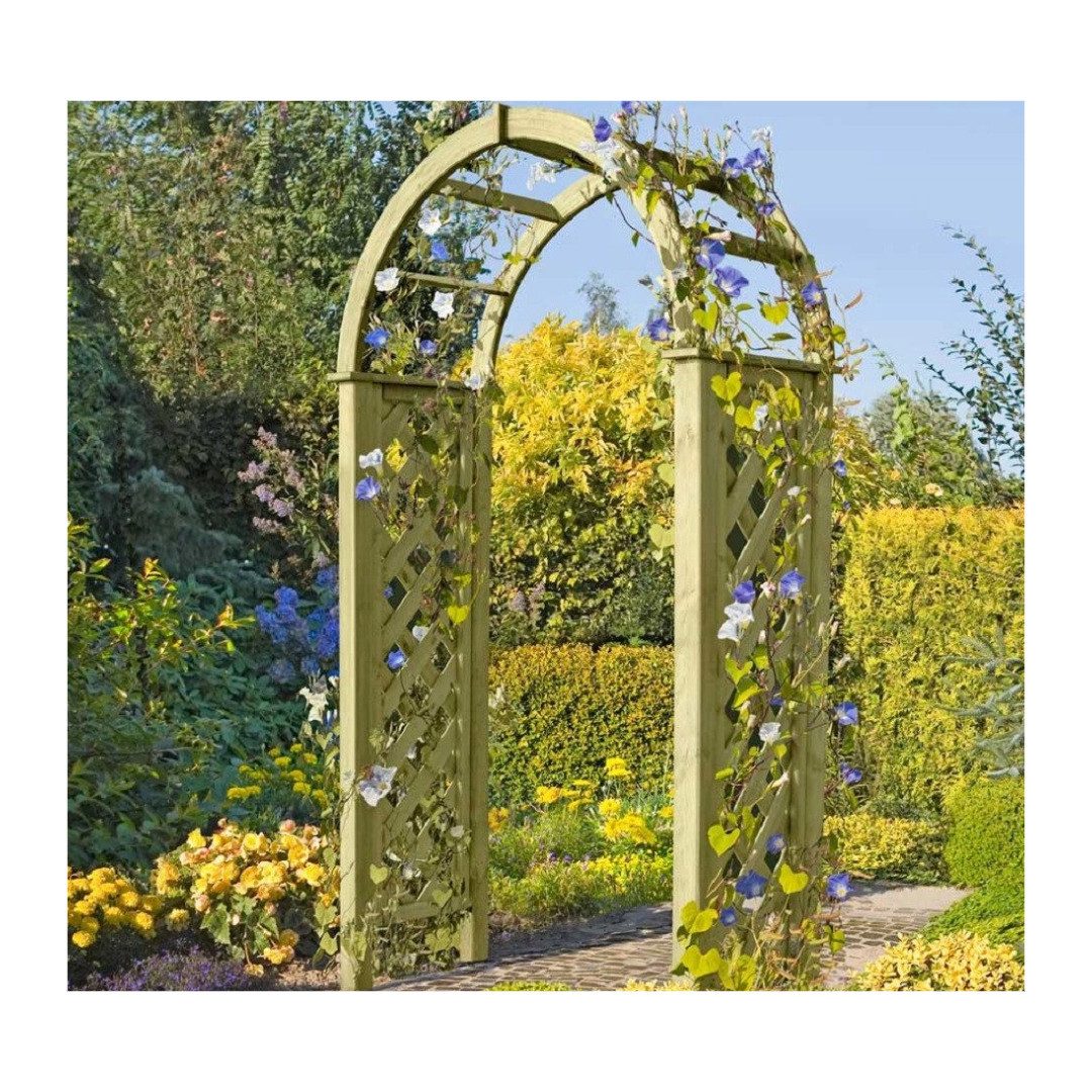 Gartenpirat Pergola aus Holz mit Rundbogen 119x58x240 cm Rosenbogen mit Ran günstig online kaufen