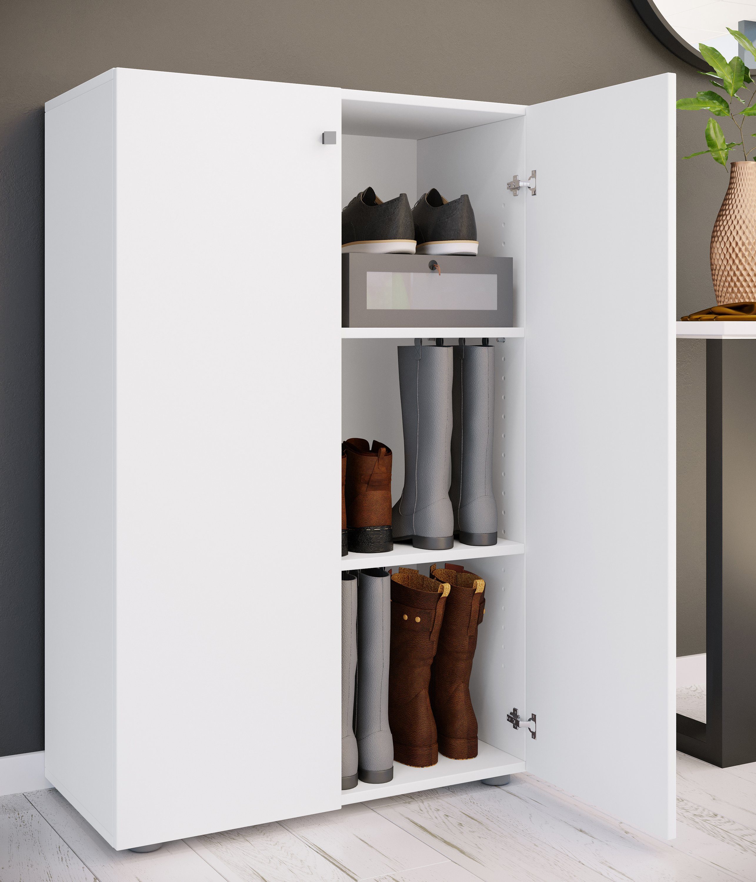 VCM Schuhschrank Schuhkommode Lona H. 110 x B. 70 x T. 39 cm