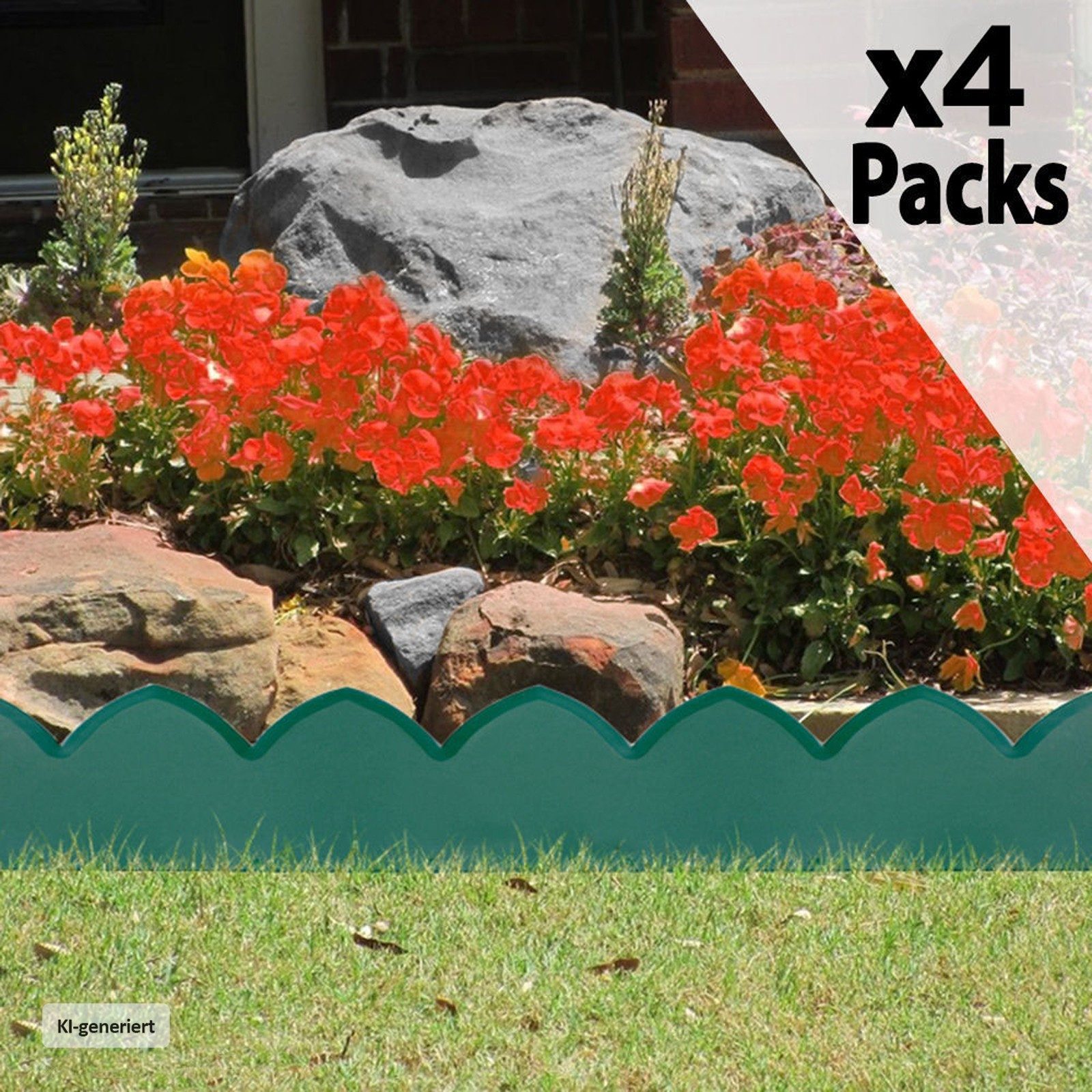 HTI-Living Beetumrandung Beetumrandung Nessa Spitzbogen 4-teilig Grün, LxH: 64.5x14.5 cm, Set, 4 Module, Beetbegrenzung Beeteinfassung