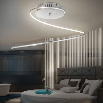etc-shop LED Deckenleuchte, LED-Leuchtmittel fest verbaut, Warmweiß, Deckenleuchte Deckenlampe Spirale Chrom Design LED 16 Watt