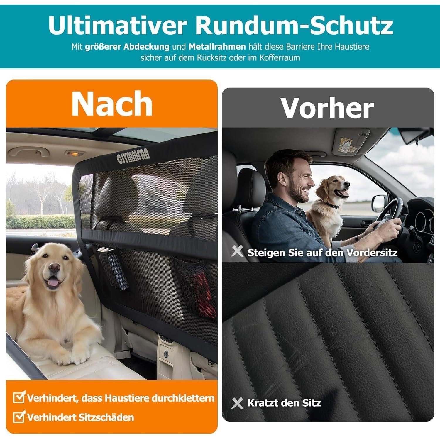 LuxusKollektion Tierabsperrgitter Hundegitter Auto Rücksitz Kofferraum Metallrahmen Universal L – Bild 2 von 5