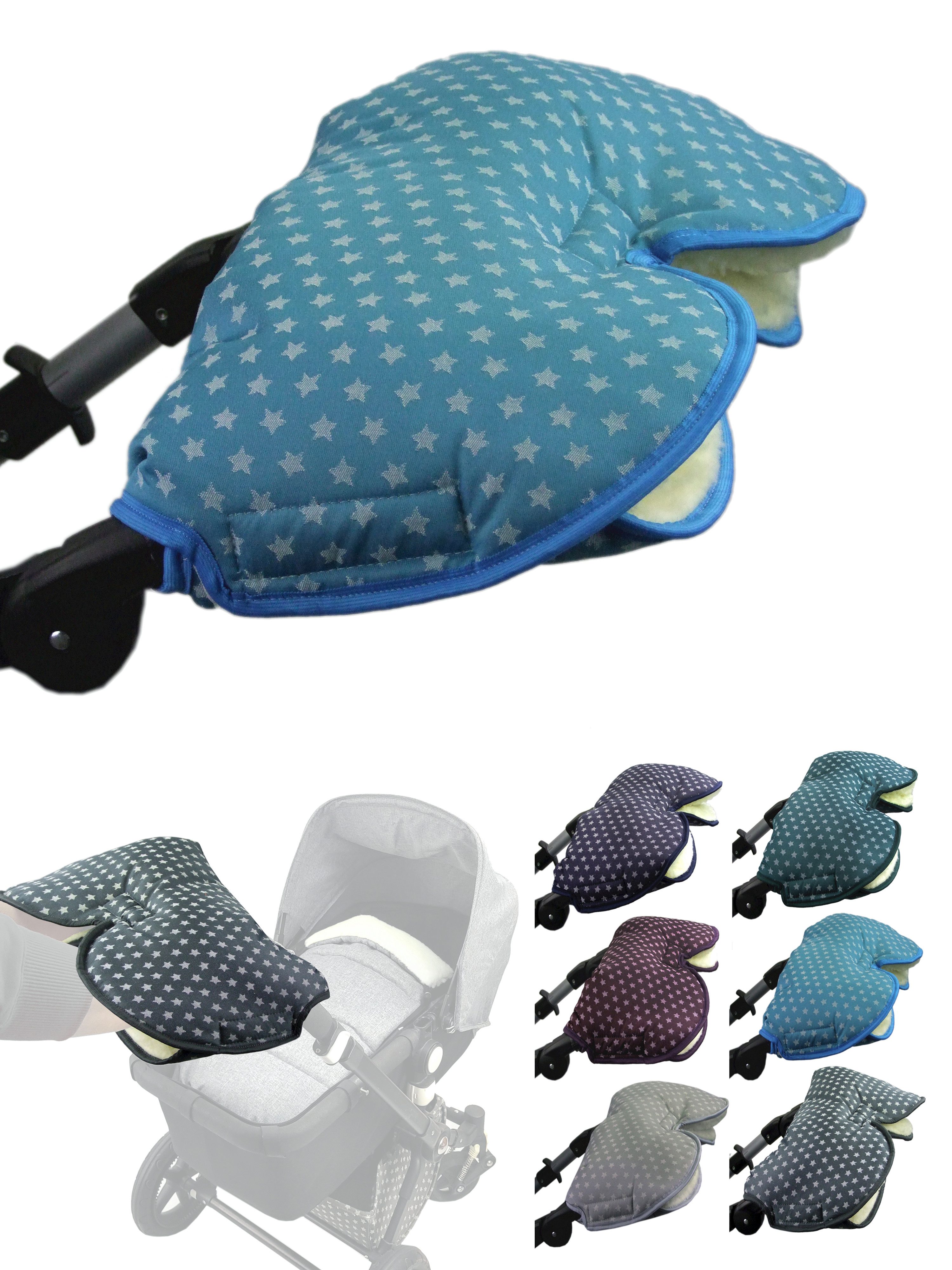 Kinderwagen-Handwärmer Handschuhe Muff Handwärmer Handmuff für Kinderwagen STERNE Wolle